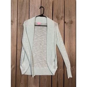 Lilly Pulitzer XS Cardigan Blue Knit Lightweight Long Sleeve Open Front Sweater